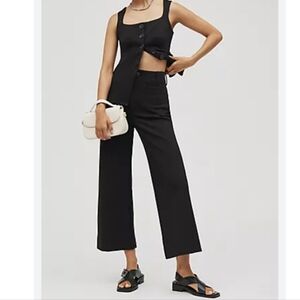 Anthropologie Maeve The Colette Knit Black Crop Wide-Leg Pants Size 16W